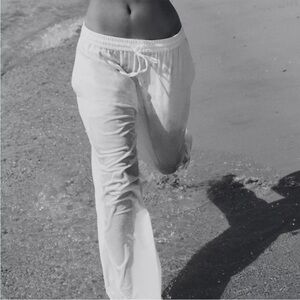 Zara white linen blend Beach Pants